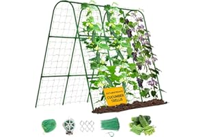 SHCCPPJ Cucumber Trellis, U-Shape Garden Cucumber Trellis for Raised Bed, Metal Rust-Proof Garden Arch Trellis for Climbing Plants Outdoor Vegetables Flowers Fruits (51.5''Lx50.5''Wx44''H)
