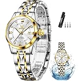 OLEVS Watch Women Two Tone Watches for Women with Date Dress Womens Watches for Small Wrists Luxury Easy Read Womens Watch Waterproof Blue/Black/Gold/Silver Dial Reloj para Mujer