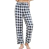 U2SKIIN Womens Pajama Pants Lightweight Plaid Rayon Lounge Pj Bottoms with Pockets Soft Cooling Sleepwear Drawstring