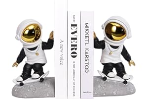 Kakizzy Book Ends for Shelves Decorative, Hip Hop Style Astronaut Bookshelf Stopper Resin (Black)