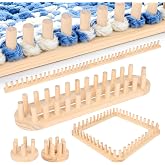 64 Inch Chunky Yarn Blanket Loom Kit Adjustable Chunky Blanket Knitting Loom with Wooden Pegs Expandable Blanket Loom for Chunky Yarn Throws for Thick Yarn Projects DIY Beginners Craft Gift