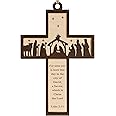 Wooden Cross Ornament for Christmas Tree with Holy Scripture Luke 2:11, Nativity Scene Cross Christmas Ornament, Jesus Decoration, A Tradition Story Religious Gifts for Family, Christian