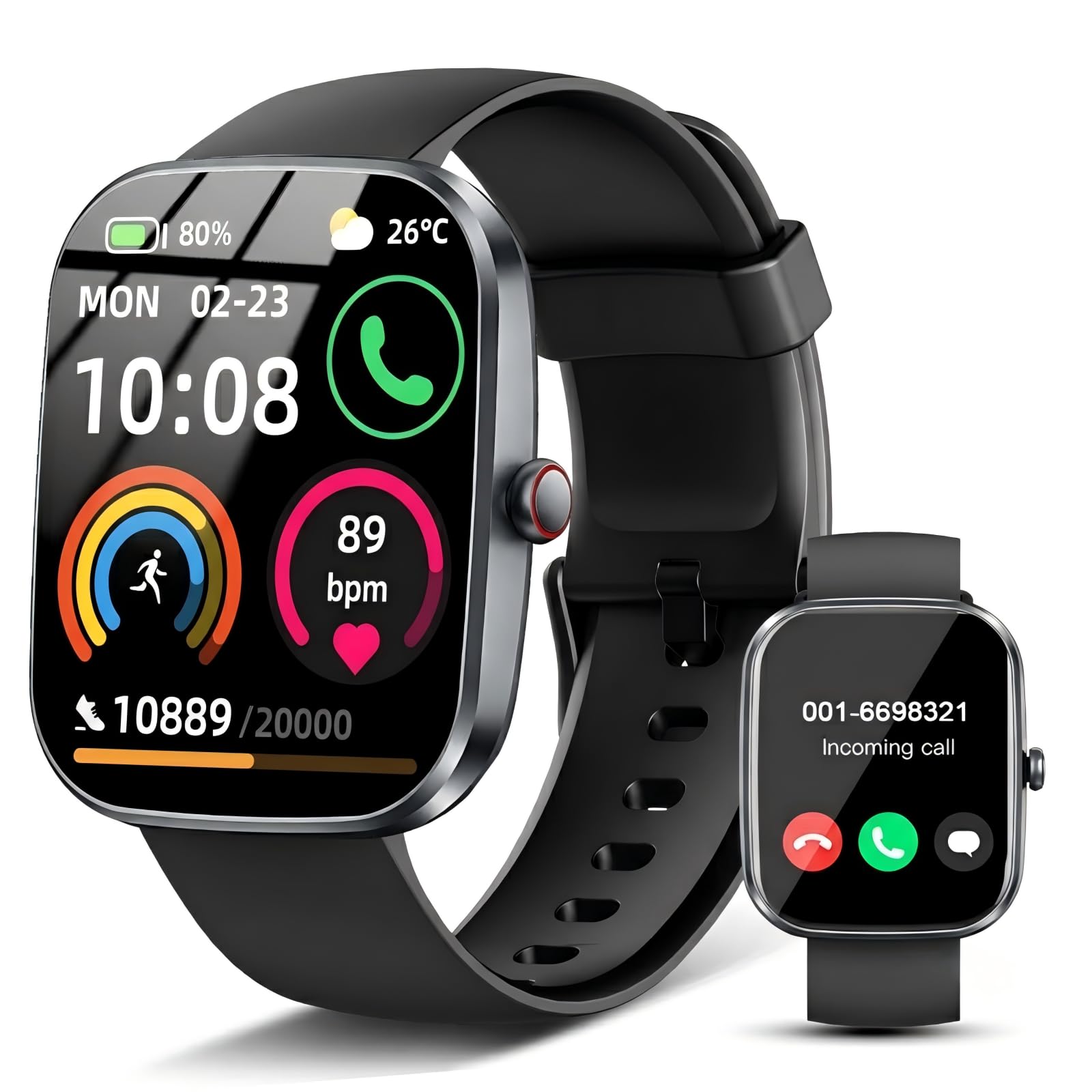 Smartwatch Herren Damen, 1.91''HD Fitnessuhr Sportuhr mit Bluetooth Anrufe