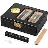 Usewire Cigar Humidor, Glass Top Cedar Cigar Case, Cigar Box for 20-30 Cigars with Hygrometer, Humidifier, Desktop Cigar Humidor, Cigar Lovers Gift (Black)