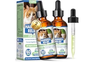 CPFK Cat Hairball Remedy Drops, 60 ml (2 fl oz) 2 Pack Cat Hair Ball Treatment Furball Control Relief Helps Eliminate and Prevent Hairballs for Indoor Cats Supports Skin and Coat Digestion