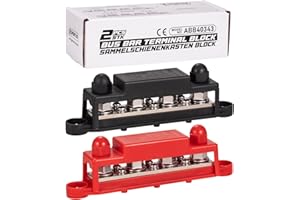 Spurtar 12V Bus Bar Power Distribution Block 4X 3/8'' M10 Terminal Studs 6X M4 Screws Bus Bar Terminal Block 12V 24V 48V 250A