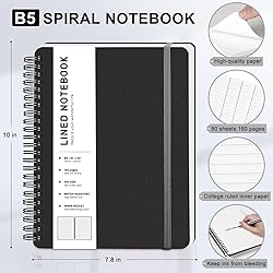 Lined Spiral Journal Notebook, B5 Spiral