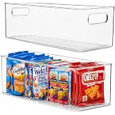 primebox Plastic Food Storage 2 Pack Clear Container Bin with Handles for Organizing Kitchen, Pantry, Refrigerator, Freezer, Pantry, Cabinet, Closet, Bathroom. 16&rdquo;x6&rdquo;x5&rdquo;