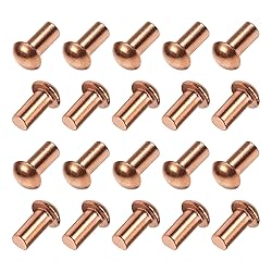 Aicosineg 50pcs 0.39" Length Copper Solid Rivets M5
