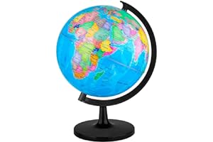 Wizdar 10'' World Globe for Kids Learning, DIY Assemble Educational Rotating World Map Globes Large Size Decorative Earth Children Globe for Classroom Geography Teaching, Desk and Office Decoration