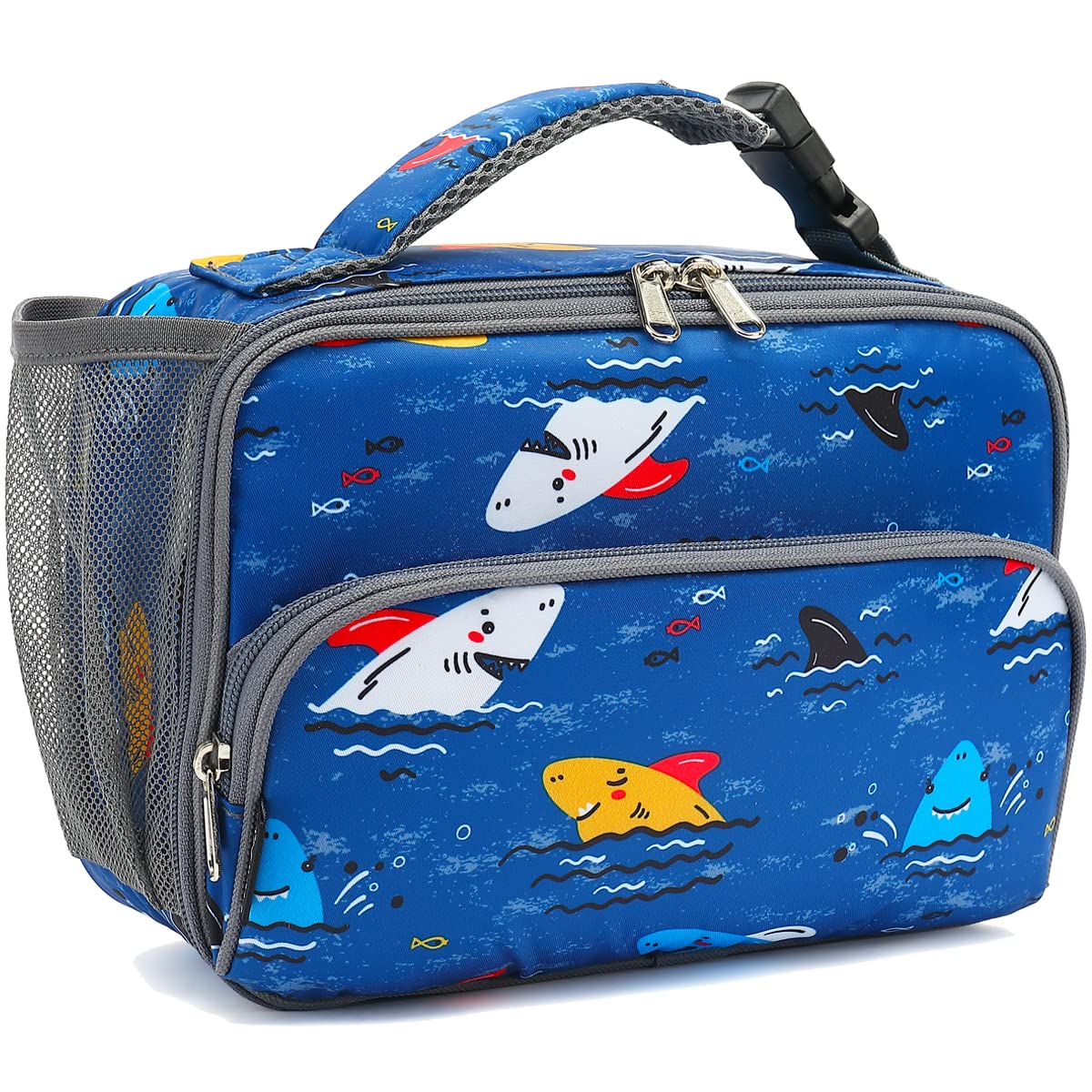 Photo 1 of FlowFly Kids Lunch box Insulated Soft Bag Mini Cooler Back to School Thermal Meal Tote Kit for Girls, Boys, Colorful-Shark