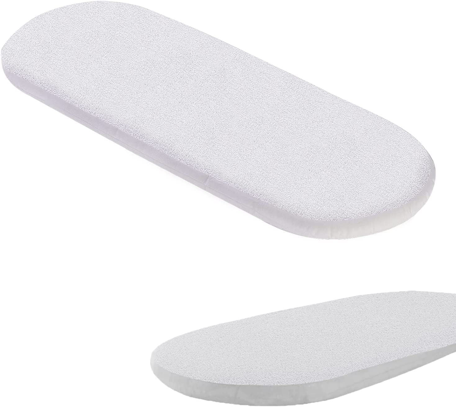 Linens World 100% Cotton Waterproof Moses Basket Mattress Protector-Non-Allergenic & Breathable-Moses Basket Mattress Protector Non-Noisy Moses Basket Waterproof Mattress Protector (35 x 75cm), White