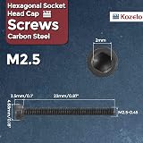 Kozelo 50pcs M2.5-0.45 x 22mm Socket Head Cap Screws Black Oxide Grade 12.9 view 2