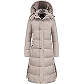 Chrisuno Women's Long Winter Coat Warm Windproof Quilted Puffer Jacket Thicken Puffy Parka With Hood