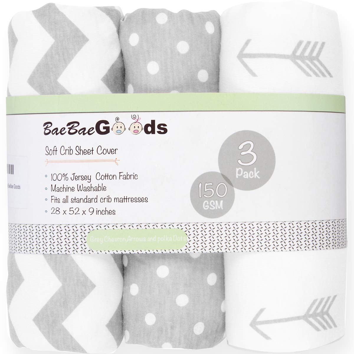 Amazon Com Crib Sheet Set For Boys Girls Super Soft 100 Jersey Knit Cotton Sheets For Toddler Beds Classic Grey And White 150 Gsm 3 Pack Baby