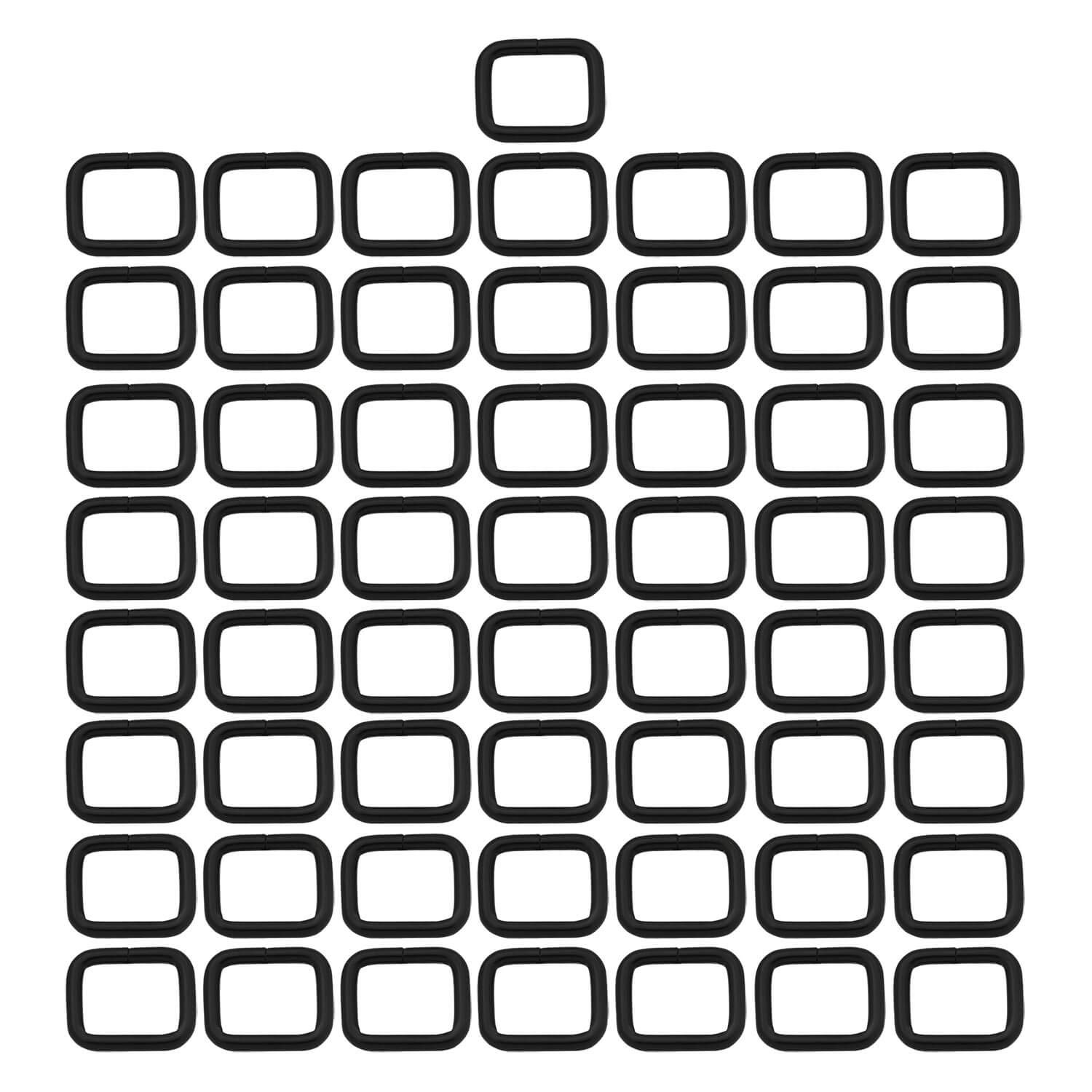 BIKICOCO Metal Rectangle Ring Buckles Square Strap Webbing Belt Rings for Bag Purse Non Welded 5/8 x 1/2 Inch, Black, Pack of 50