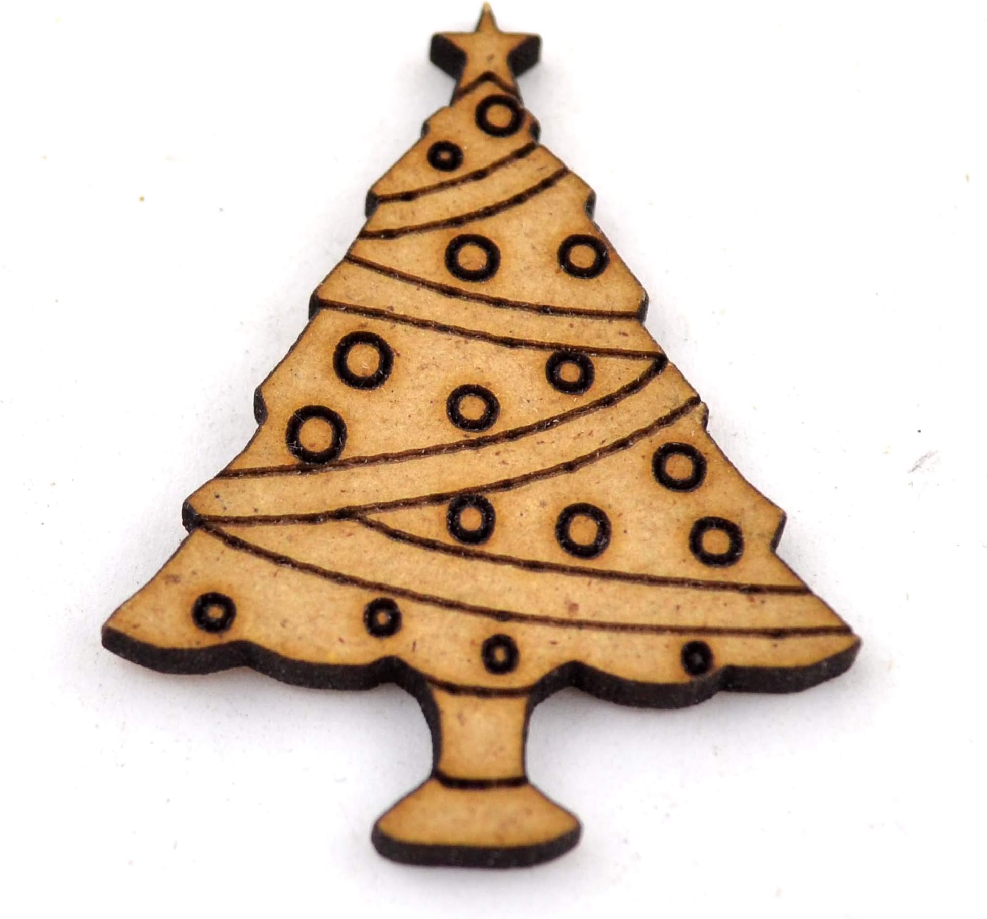 10 x Christmas Tree Shapes with Hanging Hole, MDF Wooden Plain Craft Tags 100mm (10cm) (tree3)