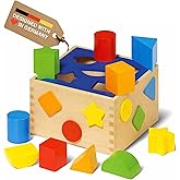 Goki Wooden Shape Sorting Cube for Toddlers 1-3 I 12 Shape Sorter Blocks, Montessori Learning Toy, Color Sorting &amp; Fine Motor Skills Activity Cube