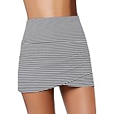 GRAPENT Women's High Waist Tulip Hem Shirring Swim Skirt Swimsuit Bikini Bottom