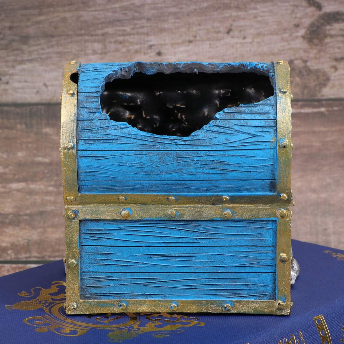 POPETPOP Aquarium Treasure Chest Ornament Fish Tank Underwater Landscape Resin Decorations Shrim Hideaway for Betta,Lizards - Image 5