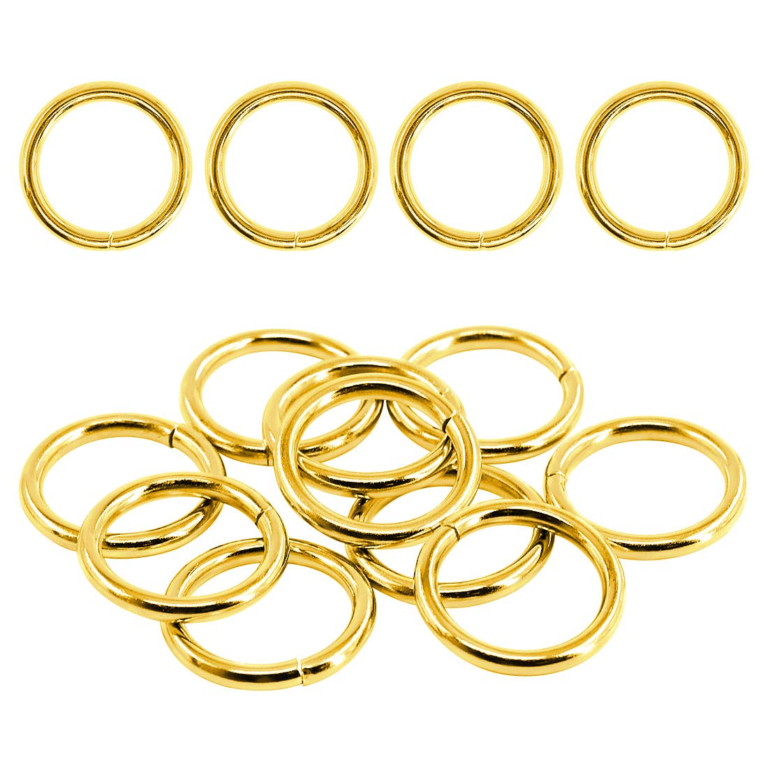 Swpeet 60Pcs 1 Inch / 25mm Gold Heavy Duty Multi-Purpose Metal O Ring Metal Rings for Hardware Bags Ring Hand DIY Accessories Keychains Belts and Dog Leas