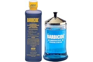 BARBICIDE Disinfecting Jar and Concentrate Starter Set (21 Oz Jar + 16 Fl Oz)– Professional Salon, Spa & Barber Tool Sanitizing Kit