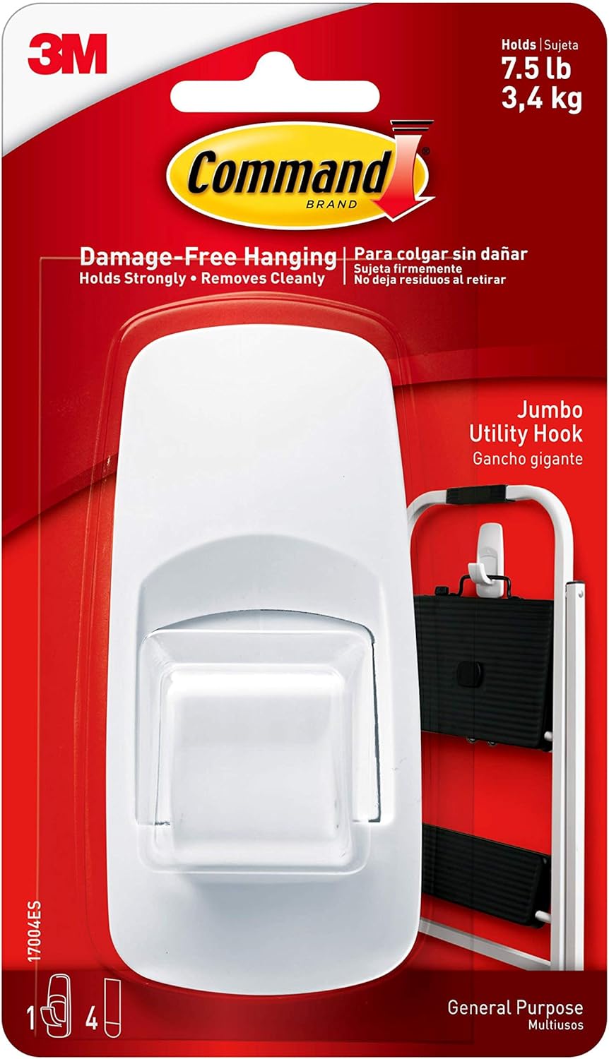 Command Jumbo Utility Hook, White, 1-Hook (17004ES): Home Improvement