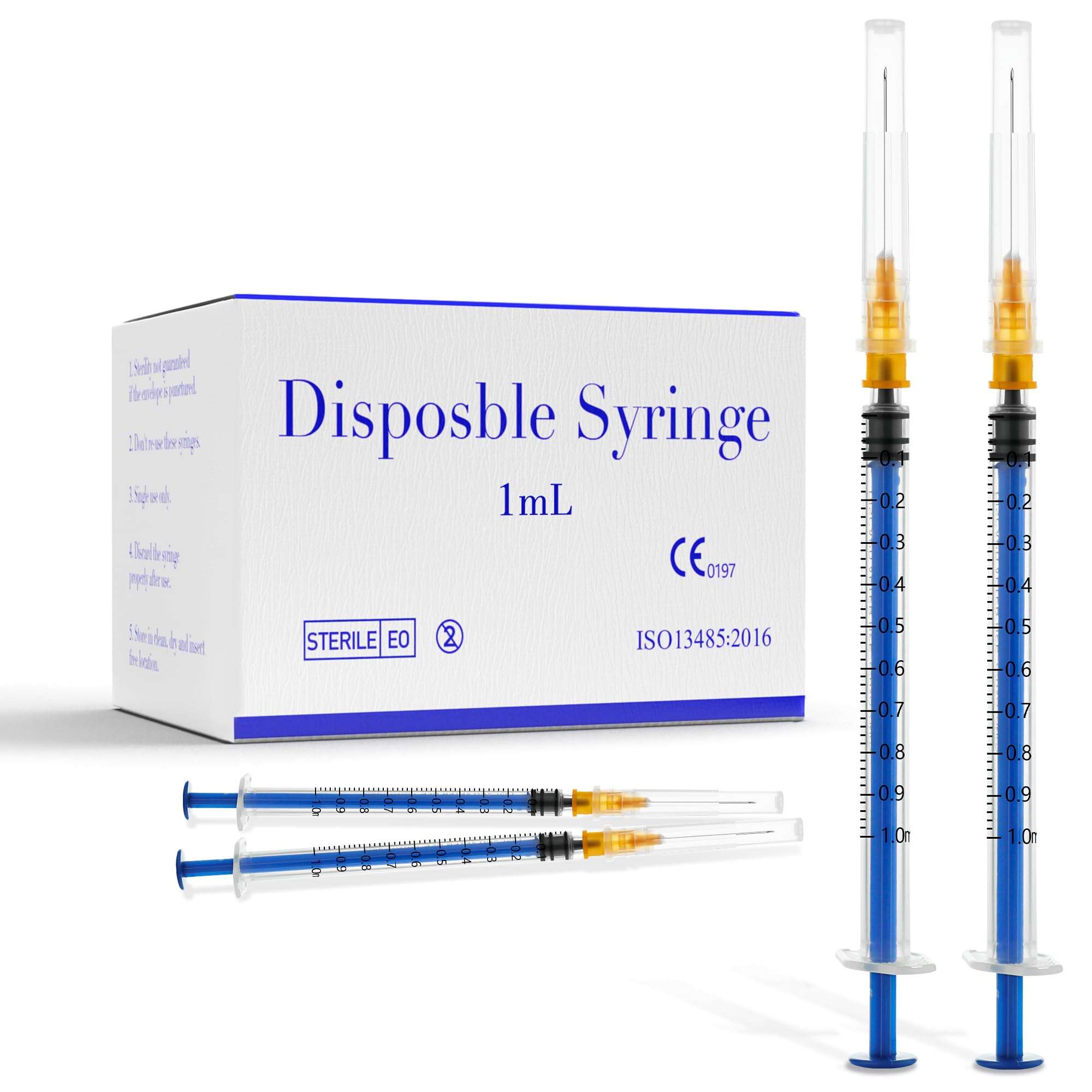 Photo 1 of 100 Pack 1ml Syringes with Needle, 25 G 1inch Needle Lab Disposable Individually Sealed Packed, Syringes for Industrial Scientific Labs, Liquids Measuring and Dispensing