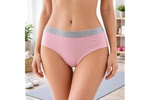 Women’s Cotton Bikini Underwear, 1 Pack Seamless Low Rise Hip Hugging Panties, Soft Breathable Letter Waistband Briefs
