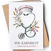 Nurse Graduation Card for her - New Nurse Card for Nursing, Medical School Graduates - Cute RN Graduation Cards for Pinning Ceremony - Future Nurses Congrats You Earned It