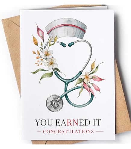 You Earned It Nurse Graduation Card - Stethoscope Design Congratulations Greeting Card For Nursing Graduates