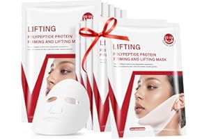 V Line Lifting Collagen Face Mask, Double Chin Strap with Hyaluronic Acid, Hydrating Neck & Face Mask for Women, AOPEIBOTO V 