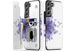 LETO Galaxy S23 Case,Luxury Flip Folio Leather Wallet Case Cover with Fashion Designs for Girls Women,Card Slots Kickstand,Phone Case for Samsung Galaxy S23 6.1" Blooming Purple Flower