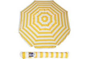 AMMSUN 6.5 Foot Heavy Duty Beach Umbrellas for Sand with tilt Sun Shelter, UV 50+ Protection Outdoor Sunshade Umbrella with Carry Bag for Patio Garden Beach Pool Backyard multicolor Yellow