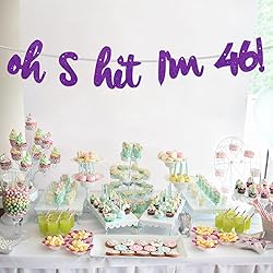 Oh S*it I’m 46! Banner Backdrop Glitter Purple