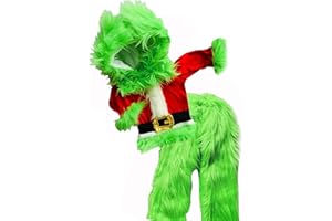 KOSUSANILL Little Kids Boys Girls Christmas Cosplay Costume Green Furry Monster Hooded Santa Claus Tops Green Fuzzy Pants Set