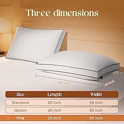 MOSLUNA Feather Down Pillows King Size Set of 2