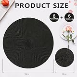 Homcomodar Round Placemats and Coasters Set of 6 Black Braided Woven view 2