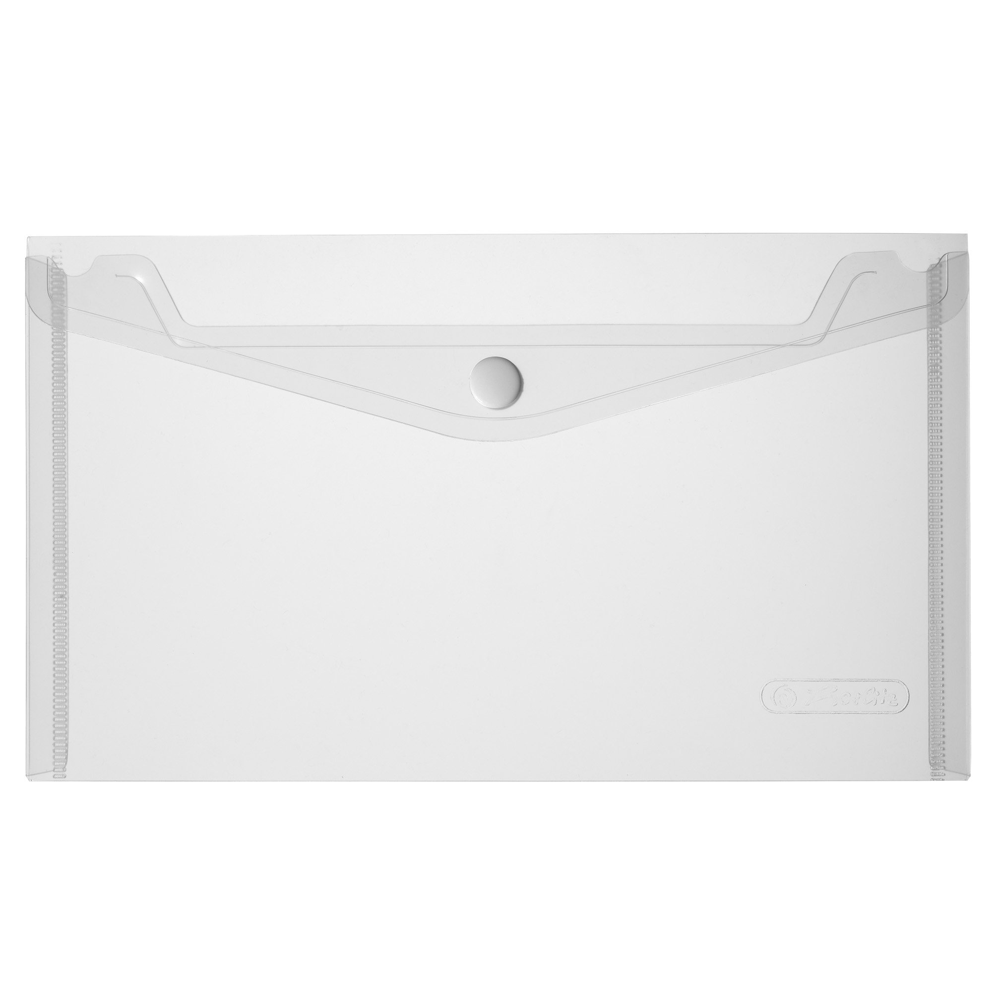 Herlitz 10917524 Document Pouch DL with Press-Stud Fastening, PP, Pack of 6, Colourless Clear