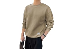 Dokotoo Men Men's Crewneck Sweatshirts Soild Color Geometric Texture Long Sleeve Casual Pullover Shirt