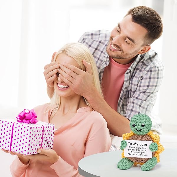 GLYDEIN I LOVE YOU GIFTS FOR HIM HER, HANDMADE CROCHET TURTLE WITH SUNFLOWER SHELL, CUTE GIRLFRIEND BOYFRIEND GIFT FOR ANNIVERSARY VALENTINES CHRISTMAS