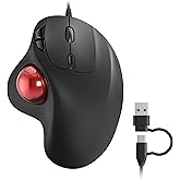 Nulea M509 Trackball Mouse Wired, Ergonomic Design, Easy Thumb Control, Precise & Smooth Tracking, 2-in-1 Interface (Type A &