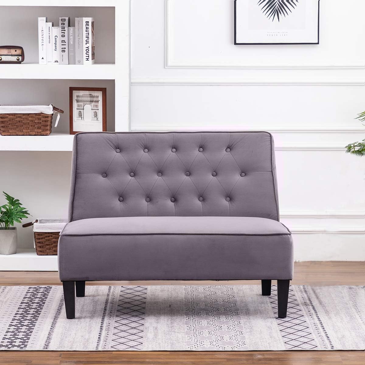 Amazon Com Annjoe Button Tufted Loveseat Settee Upholstered Sofa