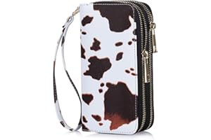 HAWEE Cellphone Wallet for Women Dual Zipper Long Purse with Removable Wristlet