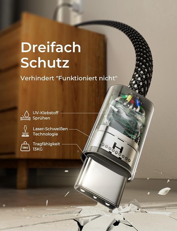 USB C Kabel, 240W [2m] PD3.0 Schnellladekabel USB C auf USBC, Nylon Geflochten Ladekabel USB-C Ladegerät für iPhone 17 16 15 Pro Max Samsung Galaxy S25 S24 S23 Pixel 9 iPad Air Pro MacBook usw.