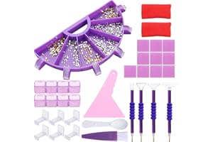 GENENIC Diamond Painting Accessories Tray Organizer Kits,6 Grid Palette Holder for 5D Diamond Painting Storage Kits,Nail Art Beading Plates Cross Stitch Tools (Purple with Diamond Painting pens)