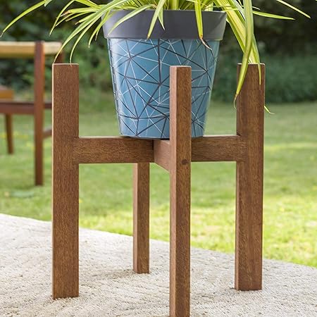 Dantawood Wooden Plant Stand | Wood Flower Pot Holder | Indoor/Outdoor Flower Potted Holder Rack for Tall Plant or Snake Plant - Brown (Plant and Pot Not Included) Size: 43.6 x 39 x 7.3 cm