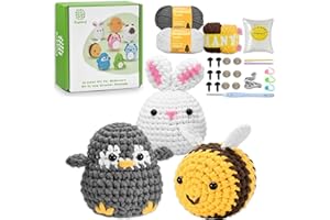 Zepiany Crochet Kit for Beginners with Beginner Yarn, Amigurumi Crochet Kits for Starters Knitting Kit, Beginner Crochet Animals for Adults with Step-by-Step Video Guides for Crochet Gifts