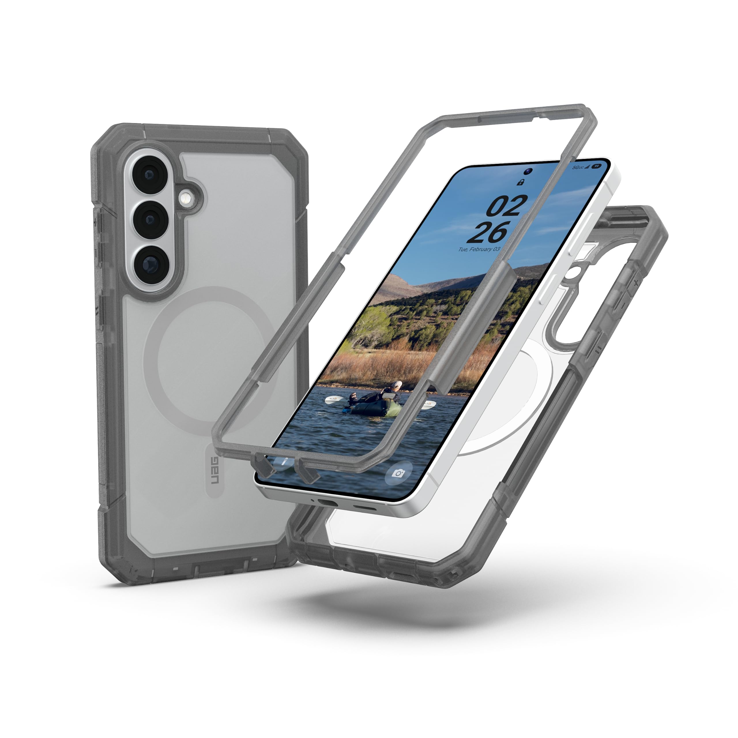 URBAN ARMOR GEAR UAG for Samsung Galaxy S26 Plus Case 6.7" Trooper - Magnetic Charging Compatible Full Body with Port Protection Rugged Military Drop Tested Protective Cover, Clear/Ash