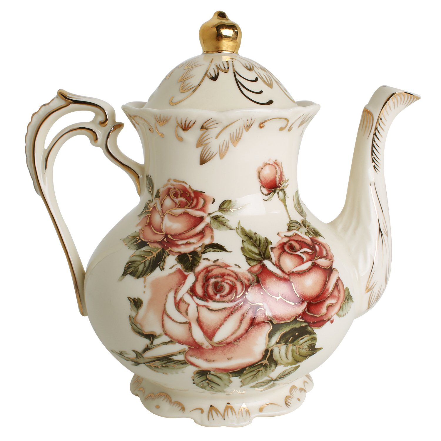 European Red Rose Tea Set , Teapot Set 15 pcs Includes Cup and Saucer